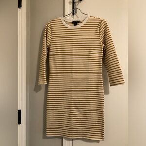 Forever 21 Long Sleeve Striped Dress - Tan and White
